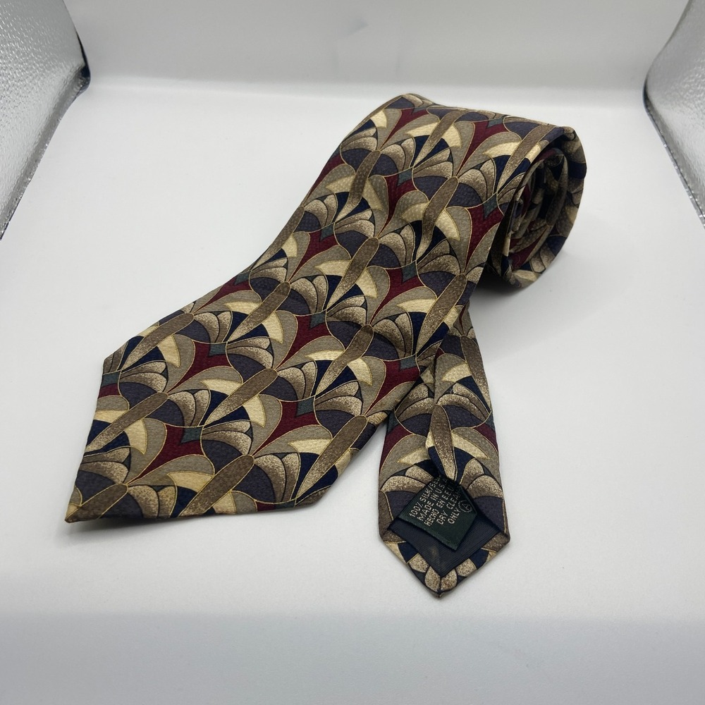 Cellini Uomo Mens Multi Art Deco Fan Pattern Formal Adjustable Pointed Neck Tie